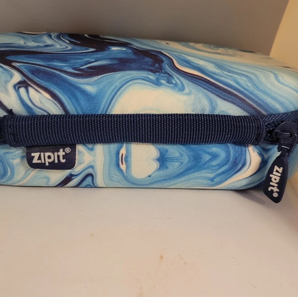 Zipit Blue Marble Hard Shell Pencil Case Zipper Storage Organizer